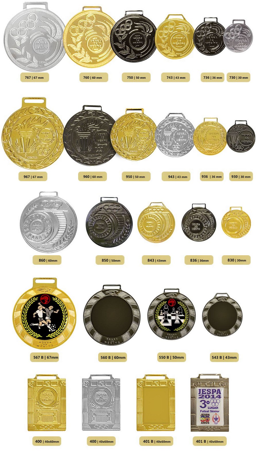 Medalhas metalizadas