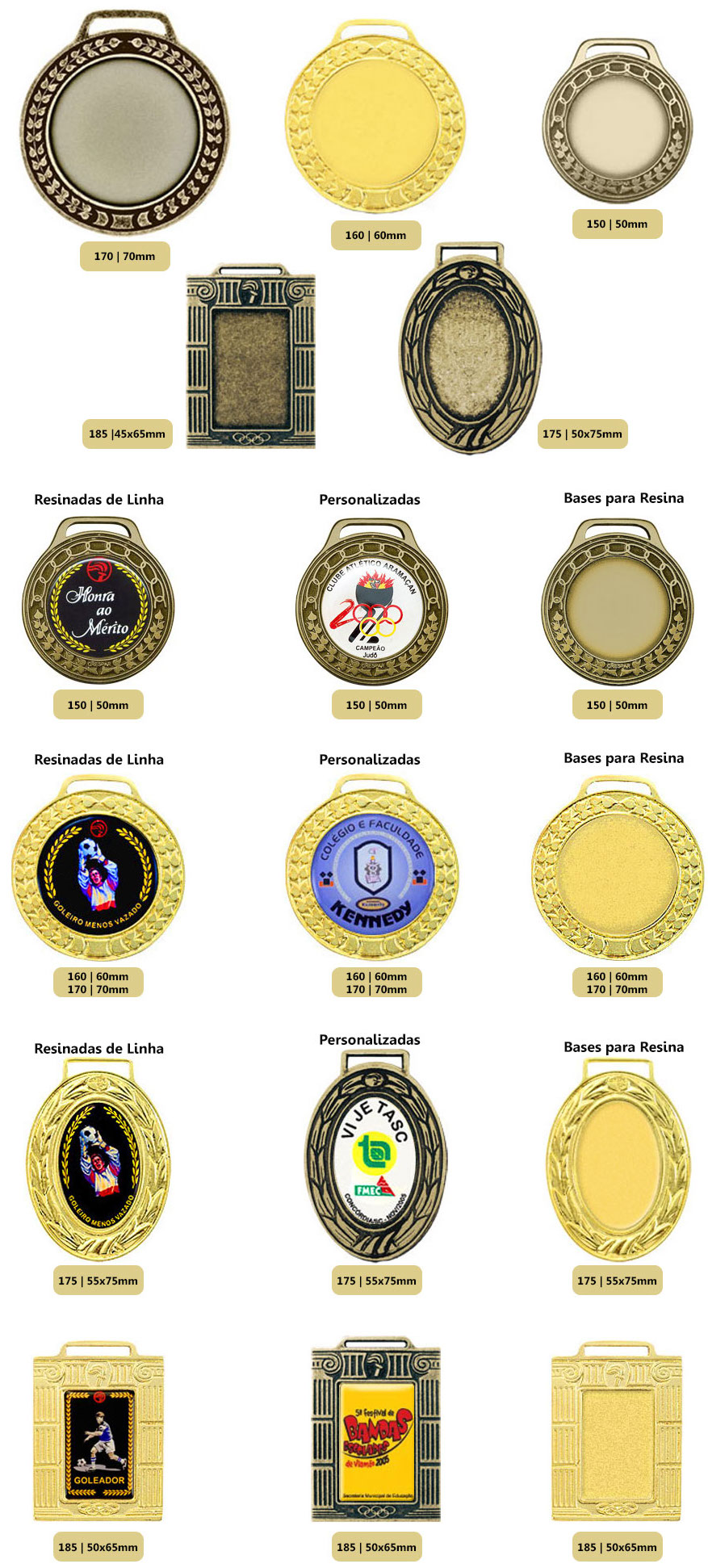 Medalhas Fundidas Zamac