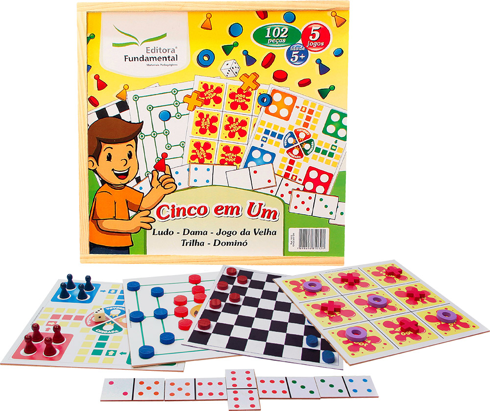 Conjunto Jogos 5 Em 1 Dama Jogo Da Velha Ludo Trilha Xadrez